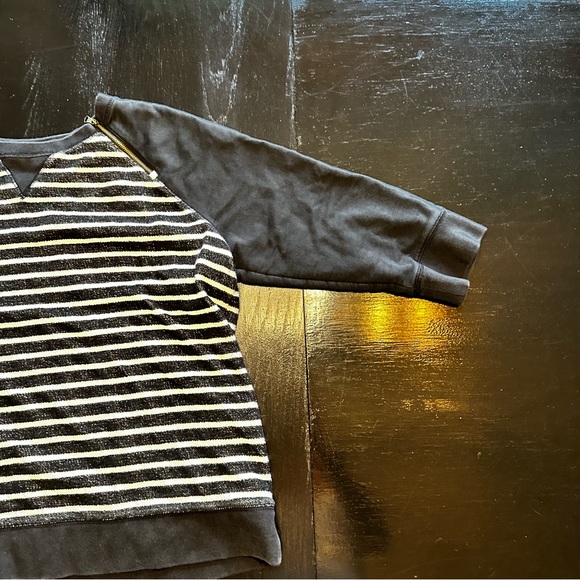 Ralph Lauren XXL 2X Black and White 3/4th length Sleeve Crewneck Sweater Zipper - Picture 2 of 8